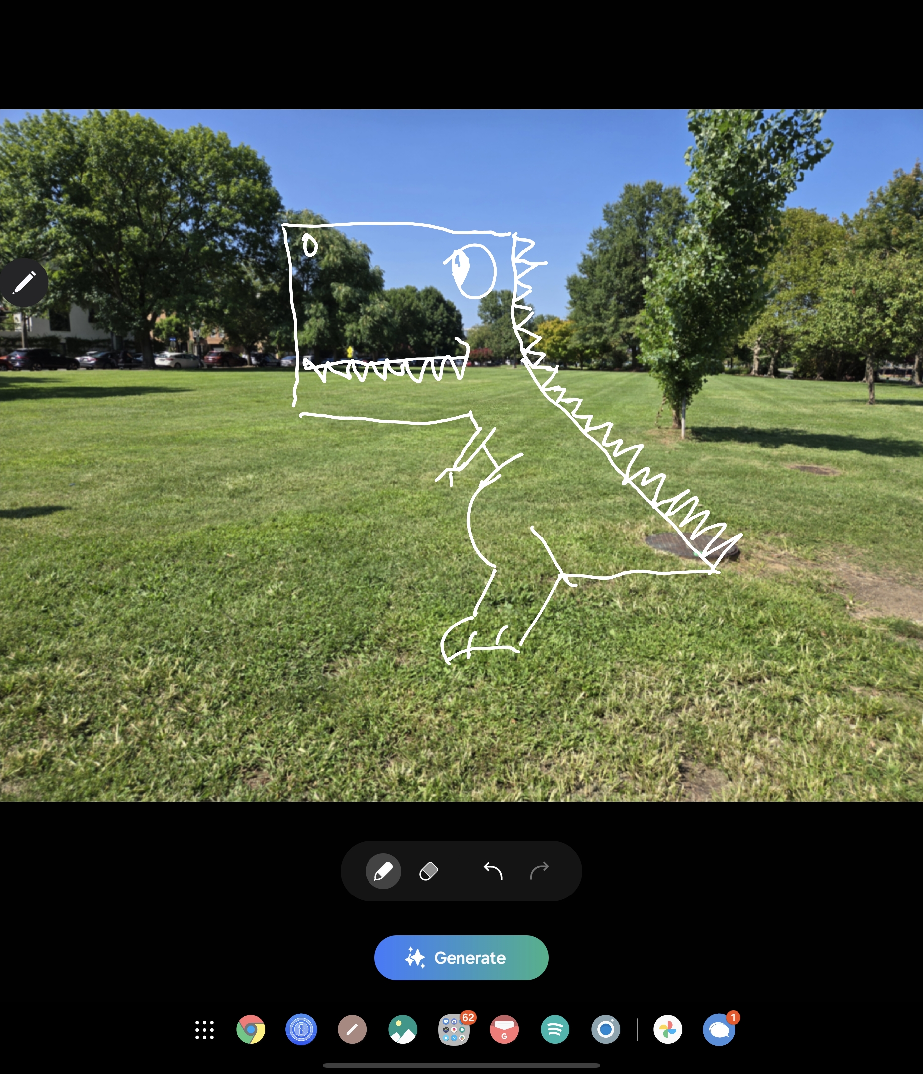 Using Sketch to Image to draw a dinosaur in a park