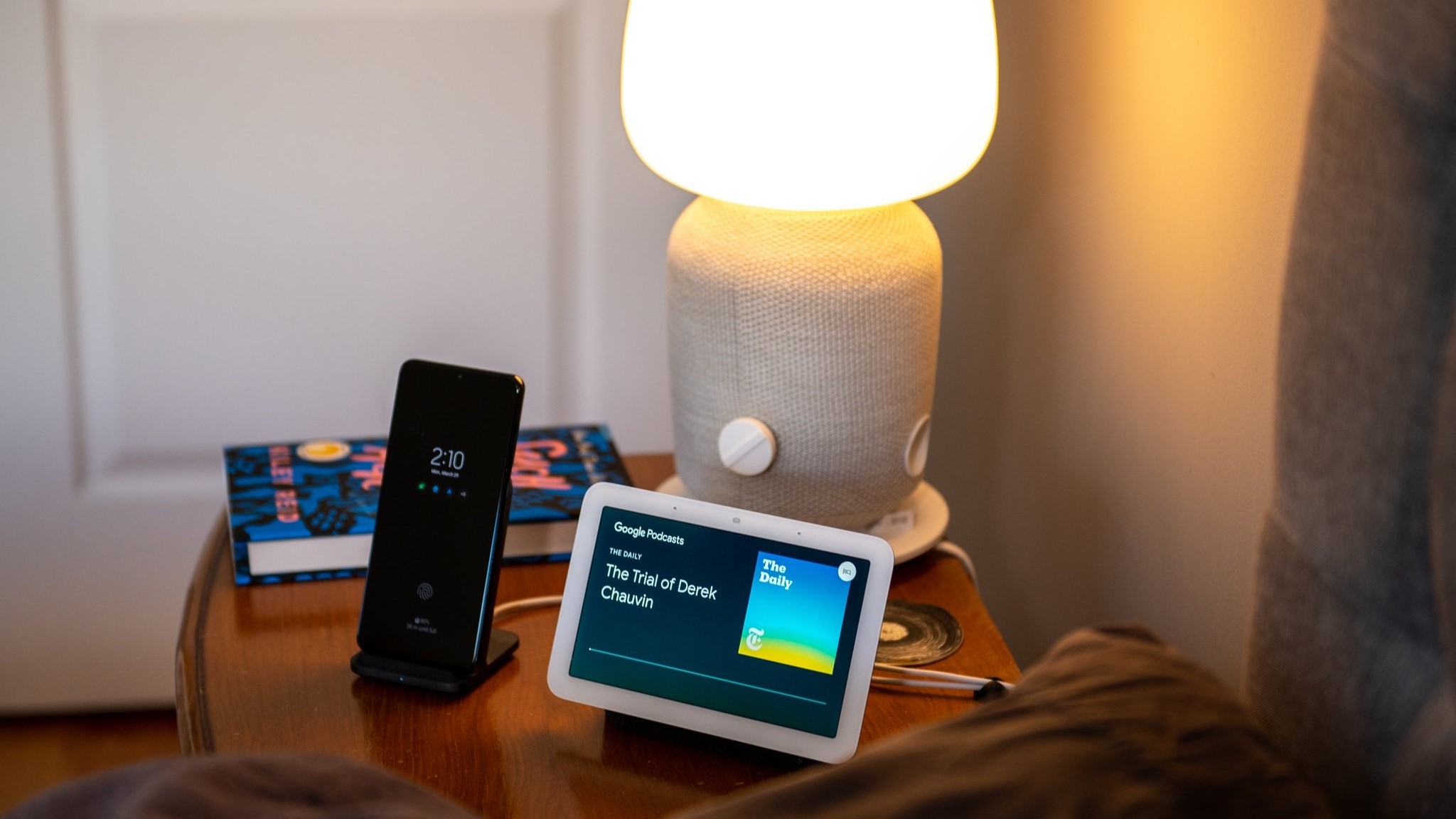 Google Nest Hub (2nd Gen) on night stand