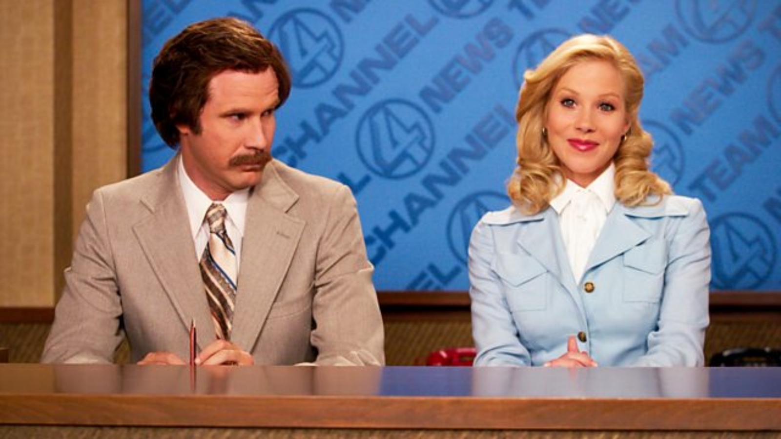 Will Ferrell and Christina Applegate as news anchors in Anchorman