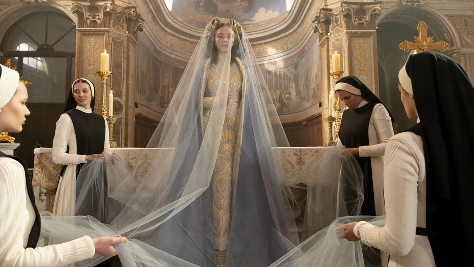 Sydney Sweeney dressed in religious clothing in Immaculate