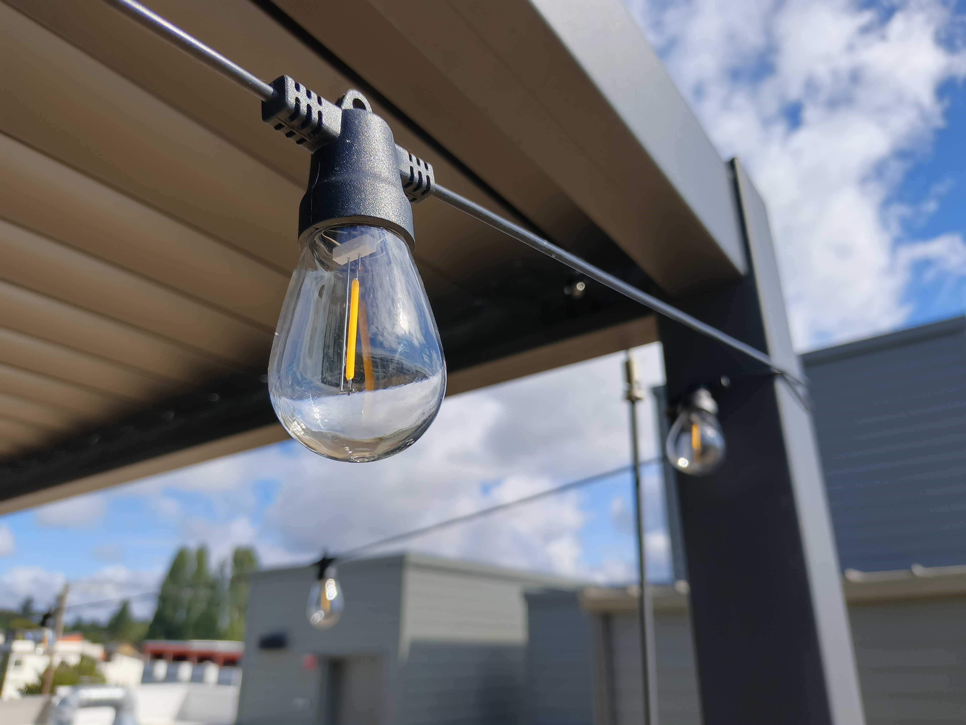 A lightbulb on a string