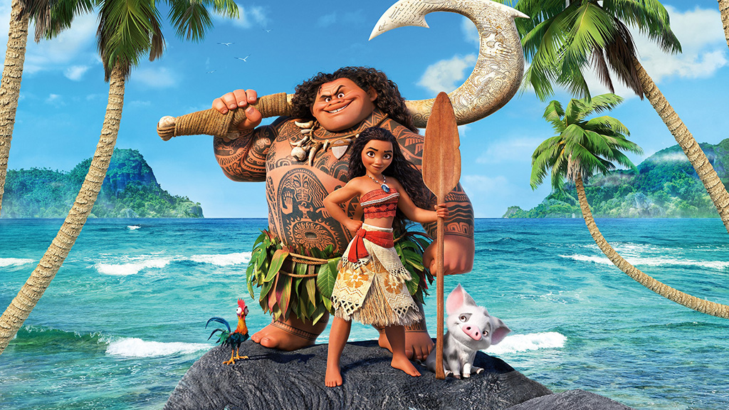 A screenshot of Moana and Maui as seen in the Disney Plus Moana