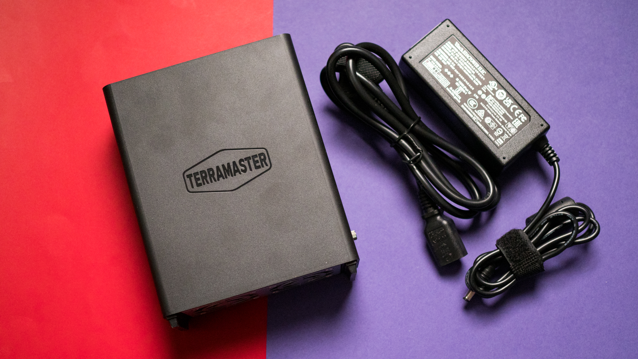 TerraMaster F8 SSD Plus next to power cable