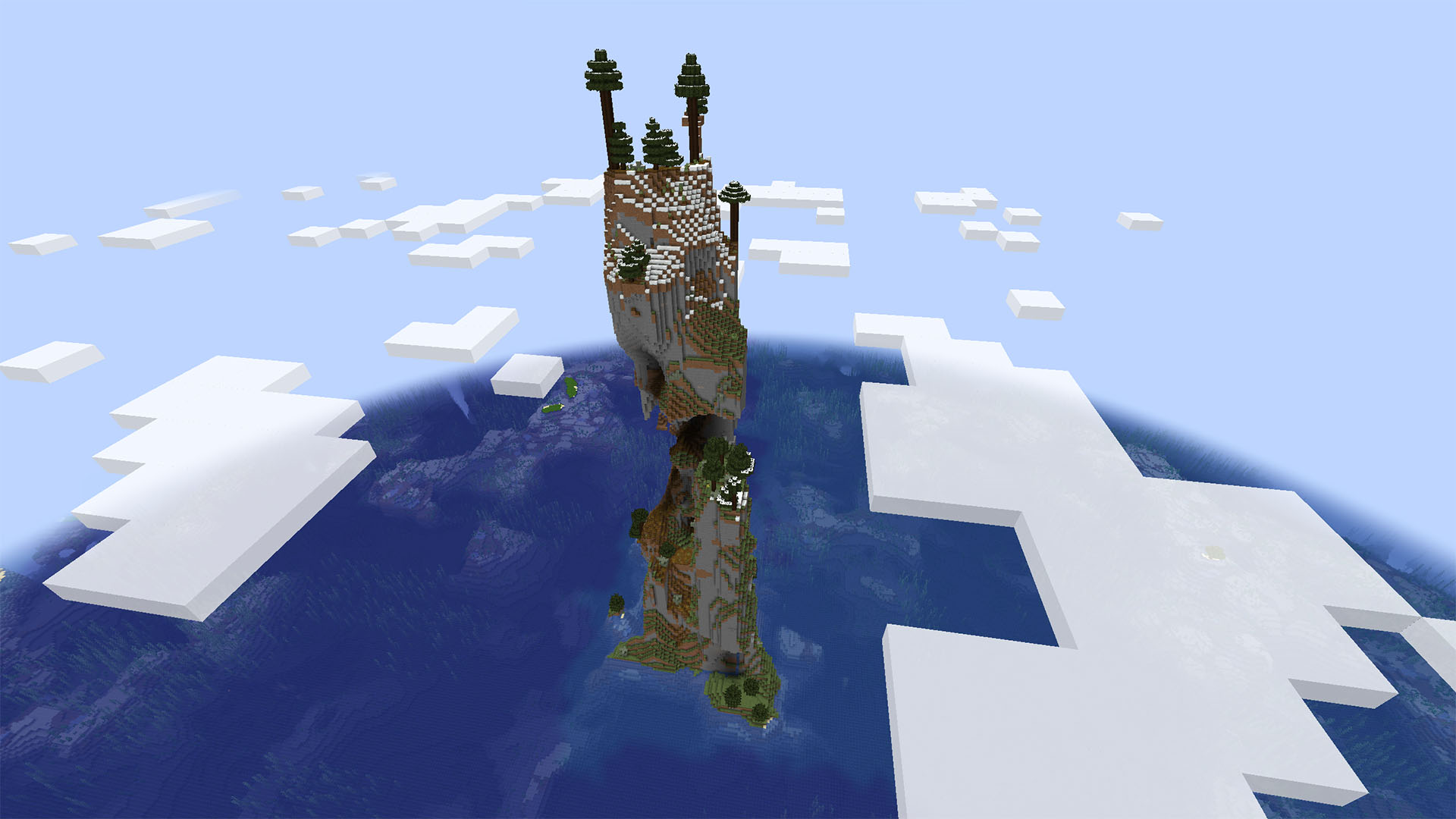 A huge tower in the water in Minecraft.