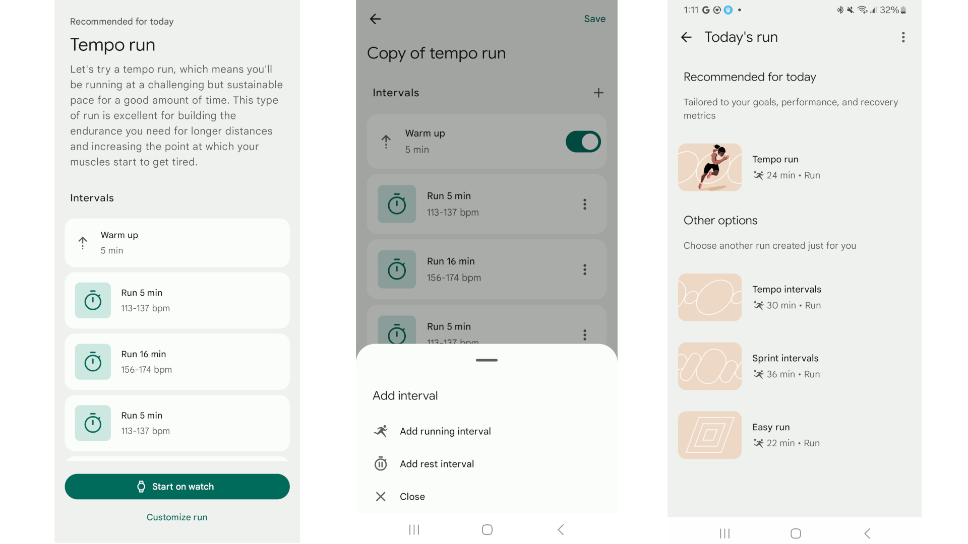 Fitbit app screenshots showing auto-generated workouts and the option to edit them.