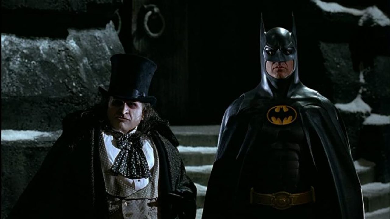 Michael Keaton's Batman and Danny DeVito's Penguin in Batman Returns