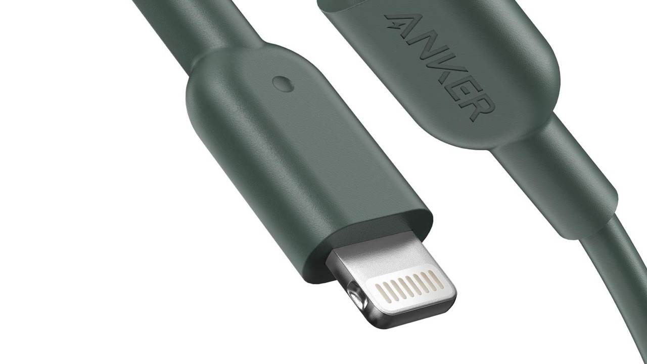 Anker Powerline USB-C to Lightning Cable, one of the best charging cables, against a white background