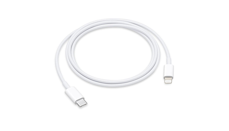 Apple USB-C to Lightning cable, one of the best charging cables, against a white background