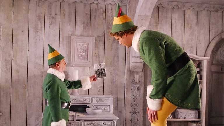 Will Ferrell's Buddy with adoptive elf dad (played by Bob Newhart) in Christmas classic Elf