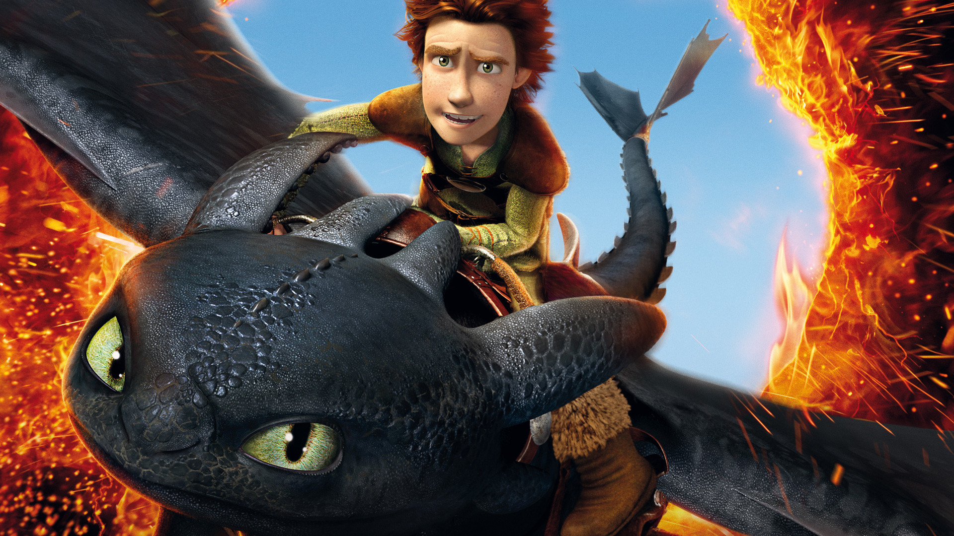 Hiccup rides Toothless in How To Train Your Dragon