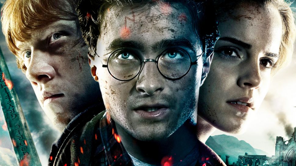 Ron, Harry, and Hermione in a Harry Potter promo image