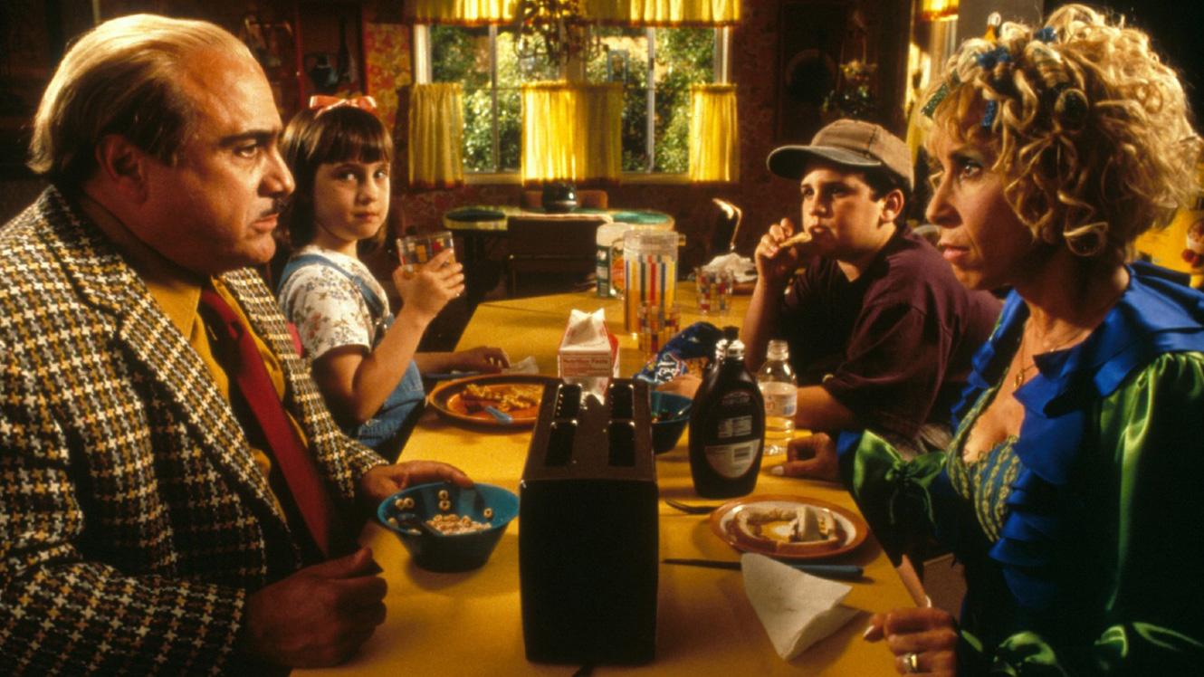 The Wormwood family sit down for dinner in Matilda