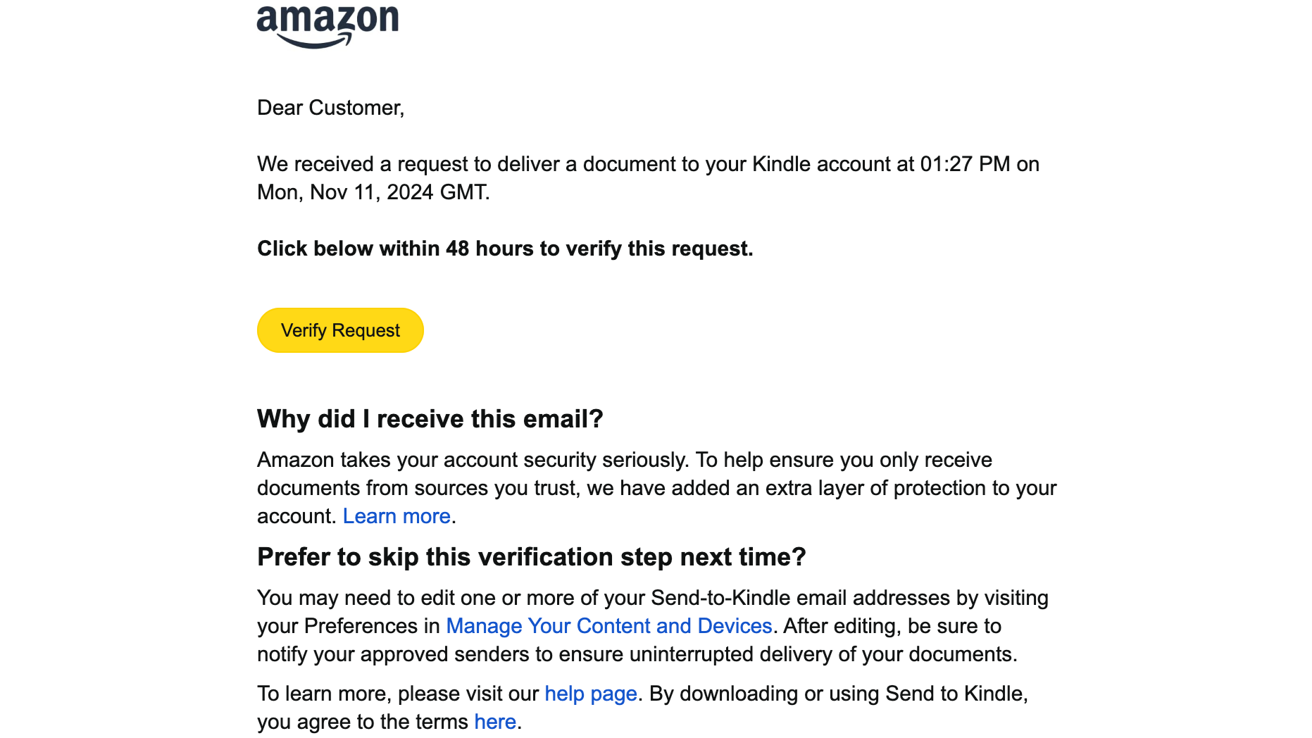 PDF to Kindle email approval