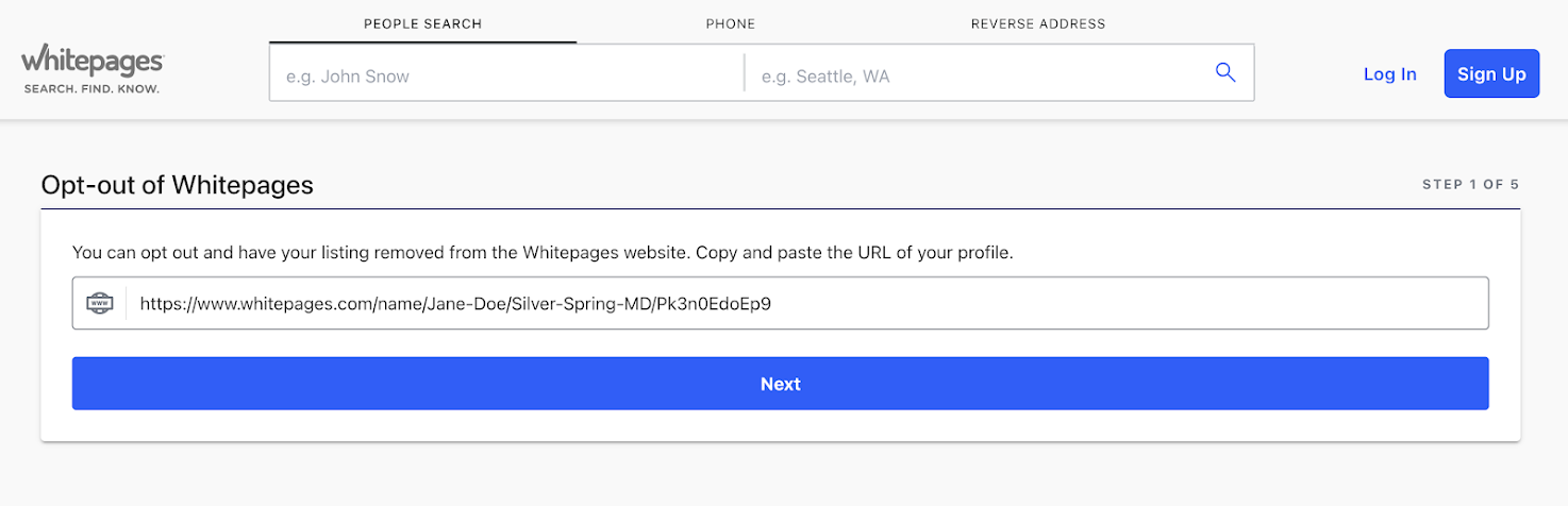 How to opt out of Whitepages