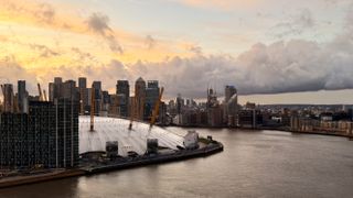 The O2 dome in London next to the River Thames