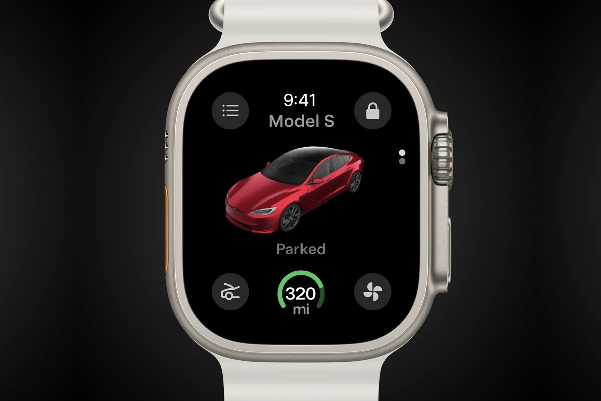 The Tesla app running on Apple Watch.