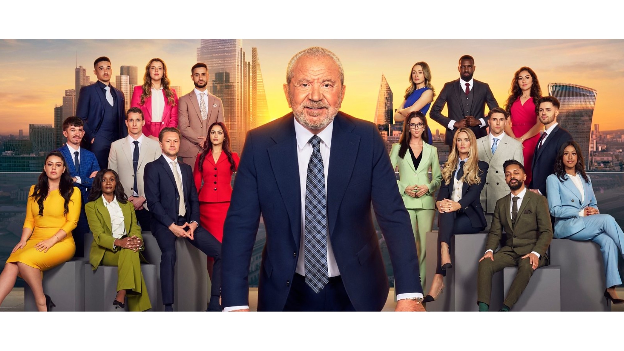 Lord Sugar and contestants from season 19 of The Apprentice