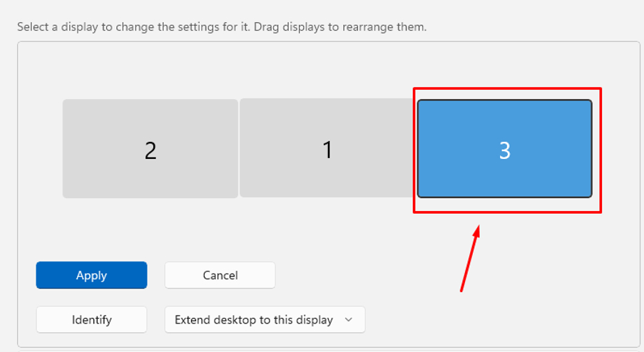 Screenshot of Display settings option in Windows 11