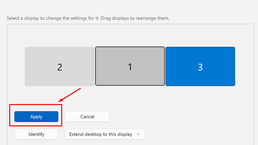 Screenshot of Display settings option in Windows 11