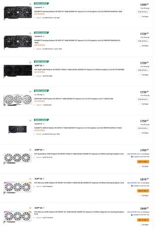 RX 9070 cards listed on Newegg