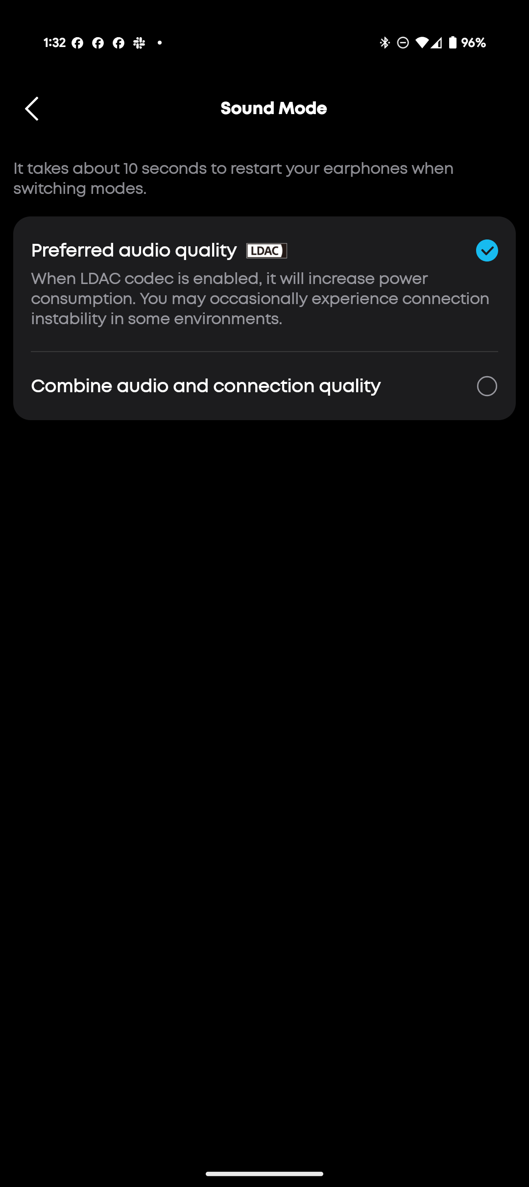 Anker Soundcore app showing various settings for the Liberty 4 Pro