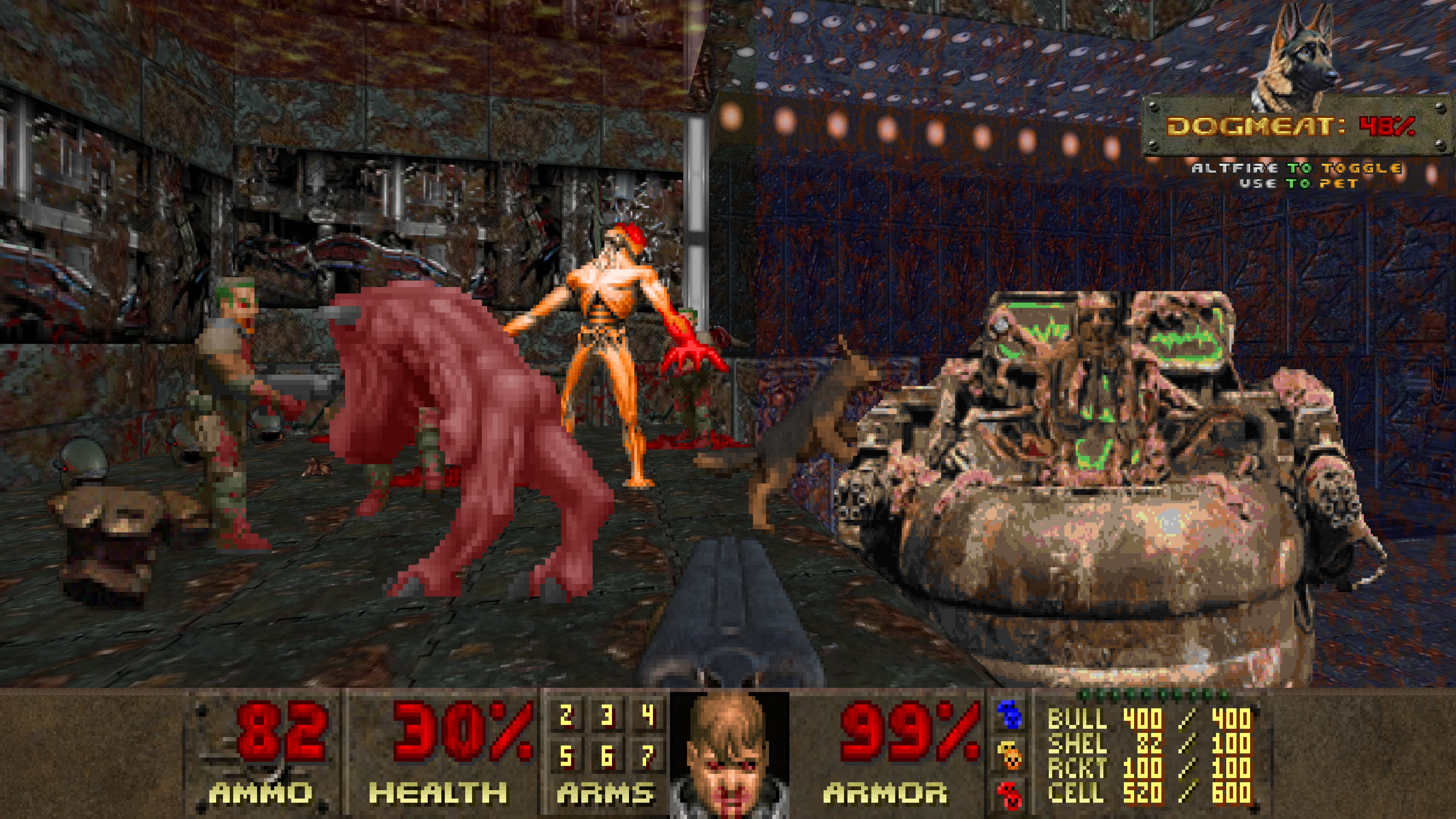 Doom Fallout mod screenshot showing a Doom version of Fallout's "The master" enemy