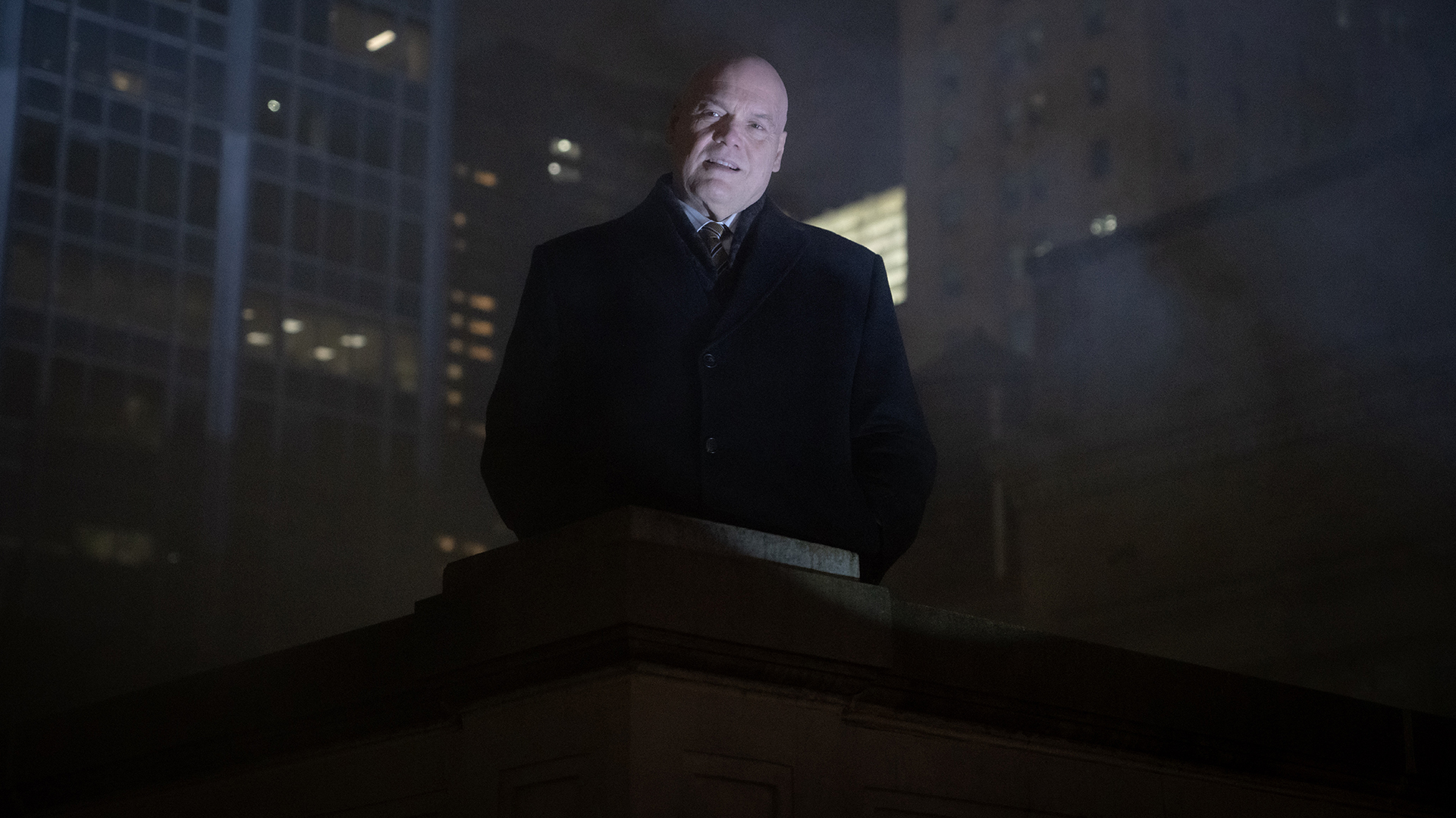 Wilson Fisk standing a rooftop at night in Daredevil: Born Again