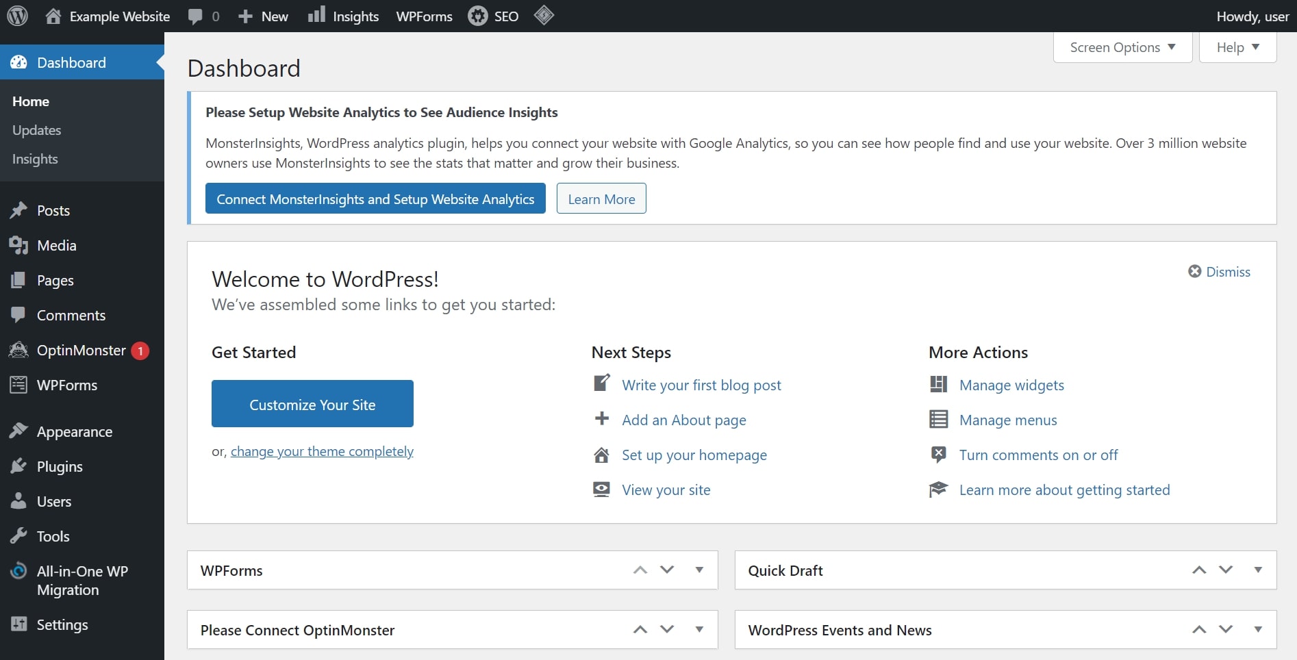 WordPress Dashboard