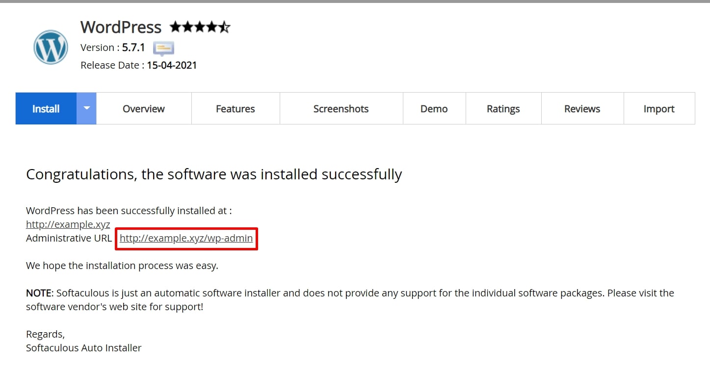 WordPress Installed
