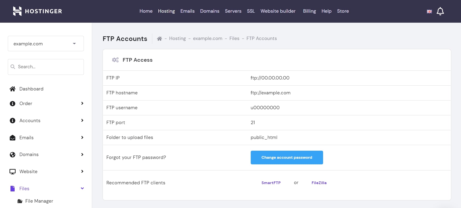 FTP Account Info
