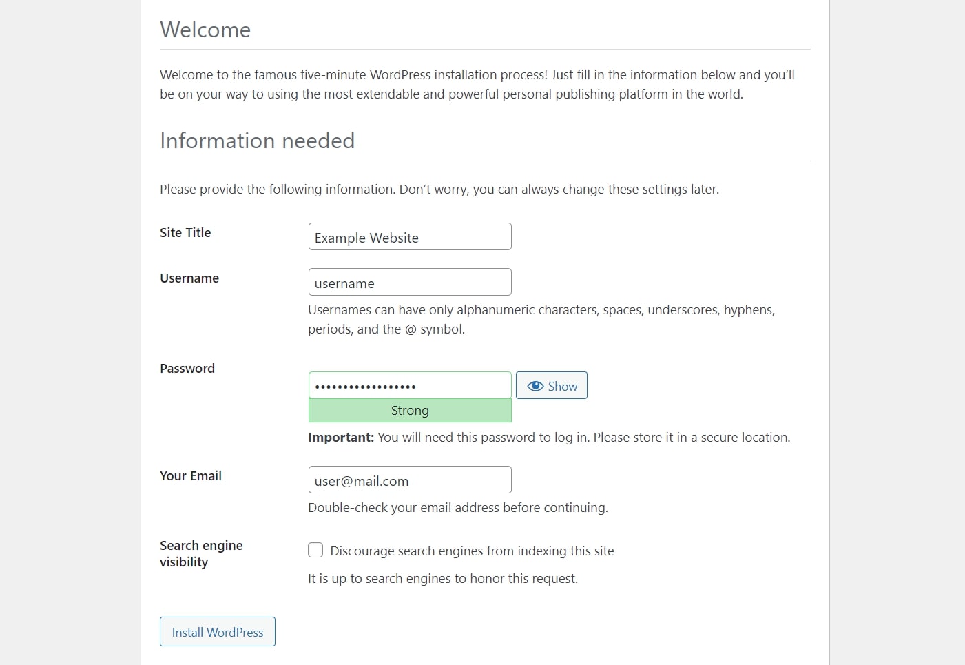 WordPress Sign-in Page