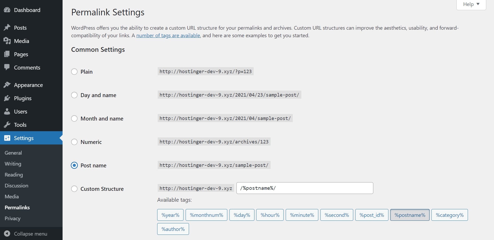 Permalink Settings