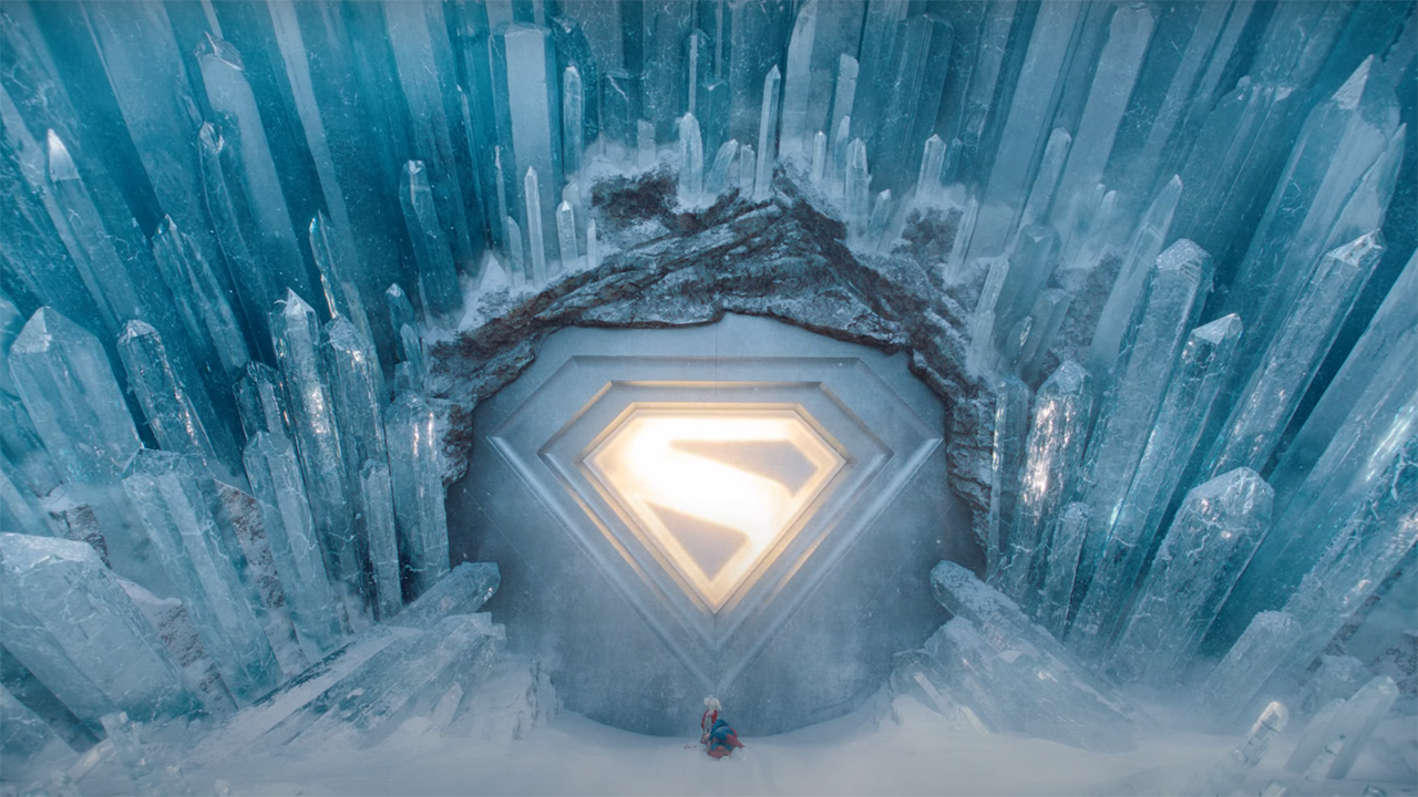 A screenshot of the door to The Fortress of Solitude in James Gunn's Superman movie